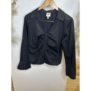 Self Esteem Juniors' V Neck Top Size M Black‎ Color